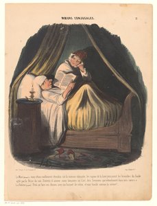 Lezende man in bed met naast zich zijn vrouw