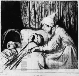 Het gehoor: serie over de vijf zintuigen, door Honore Daumier (1808-1879). "Charivari" door Honoré Daumier