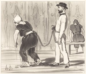 Madame Rabourdeau bij haar eerste les door Honoré Daumier