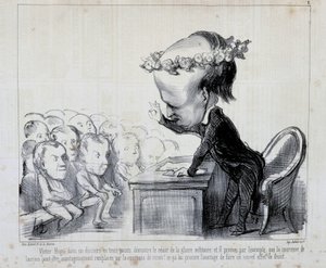 Herinneringen aan het Vredescongres: Victor Hugo (Nr. 1 van de Serie) - door Daumier, in Charivari van 06/09/1849