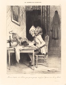 Meneer Coquelet... deelt zijn... ontbijt door Honoré Daumier