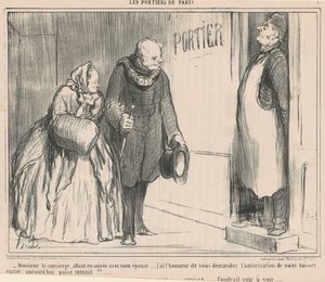 Meneer de conciërge, op weg naar een avondje uit door Honoré Daumier