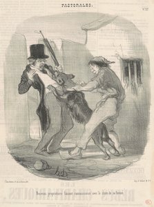 Nieuwe eigenaar maakt kennis met de hond door Honoré Daumier