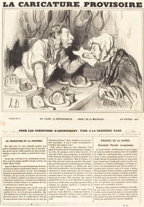 Men ruikt de koopwaar... voordat men het mechaniseert!... door Honoré Daumier