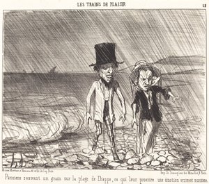 Parijzenaars ontvangen een bui door Honoré Daumier