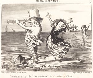 Parijzenaars verrast door het tij... door Honoré Daumier