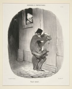 Na middernacht, uit Locataires et Propriétaires door Honoré Daumier
