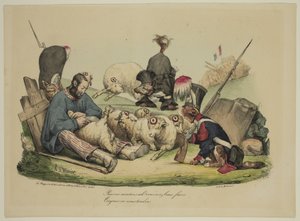 Arme schapen Ah! Hoe hard je ook probeert... je wordt altijd geschoren door Honoré Daumier