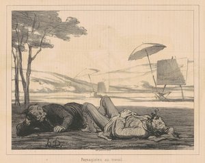 Landschapsschilders aan het werk door Honoré Daumier