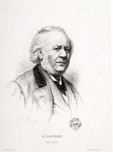 Portret van Honore Daumier (1808-1879), Franse graveur, schilder en beeldhouwer. Massard gravure. Dim: 15x11,5cm. Arbaud Museum. door Honoré Daumier