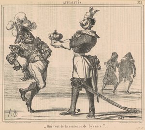 Wie wil de kroon van Byzantium? door Honoré Daumier