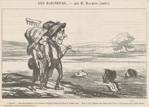 Wie! ... Hart van Parijzenaars die kwamen baden ... door Honoré Daumier