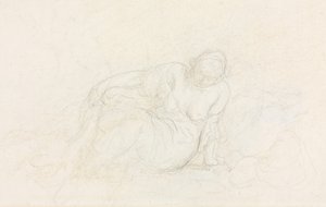 Liggende Vrouw Leunend op Haar Arm (verso) door Honoré Daumier