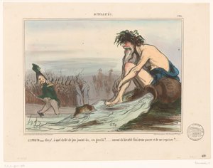 Riviergod bekijkt Russische soldaten door Honoré Daumier
