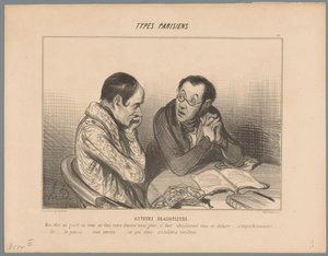 Schrijver adviseert collega zich te ontdoen van zijn vrouw door Honoré Daumier