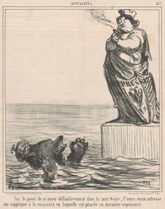 Op het punt van verdrinken... door Honoré Daumier