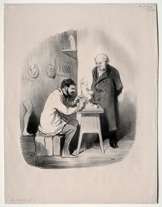 De kunstenaars, plaat 2: Je moet me op deze manier een keer modelleren, 1848 door Honoré Daumier