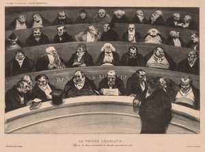 De maandelijkse vereniging (plaat 18): De wetgevende buik door Honoré Daumier