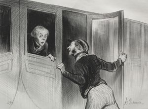 De spoorwegen, plaat 11: Het gevaar van slapen tijdens een reis, 1843 door Honoré Daumier