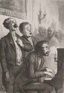 De zangers: De zangers in de salon door Honoré Daumier