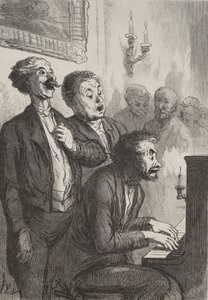 De zangers: De zangers in de salon door Honoré Daumier