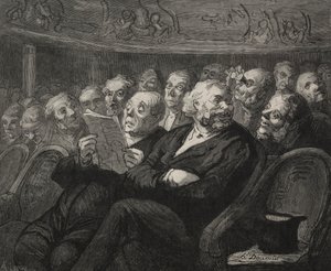Het theater: De orkestbak door Honoré Daumier