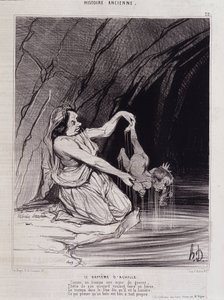 De doop van Achilles - in Charivari ca.1840 - Honore Daumier