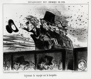 De fysiognomie van de spoorwegen: het is het recht om op de bank te reizen (illustratie door Honore Daumier, gepubliceerd in Charivari) door Honoré Daumier