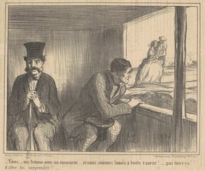 Tiens ... mijn vrouw met een heer ... door Honoré Daumier