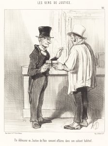 Een Verdediger... pratend... in zijn gebruikelijke kantoor door Honoré Daumier