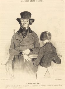 Een diner bij Véry door Honoré Daumier