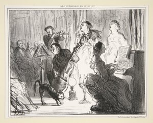 Een orkest in een zeer fatsoenlijk huis, nr. 8 van Les Comediens de Societe door Honoré Daumier