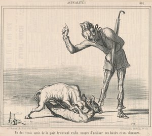 Een van de drie vrienden van de vrede... door Honoré Daumier