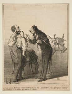 Een moment, dokter, uw koe n door Honoré Daumier