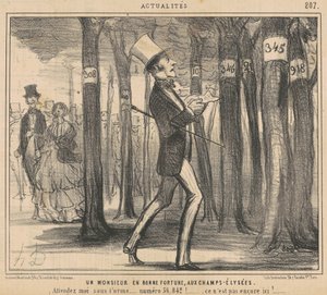 Een heer in goede fortuin op de Champs-Elysées door Honoré Daumier
