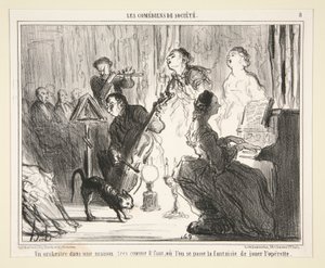 Een orkest in een huis door Honoré Daumier