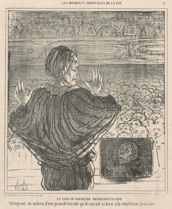 Een avond van eerste voorstelling door Honoré Daumier