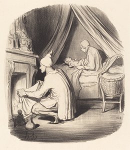 Een onrustige nacht door Honoré Daumier
