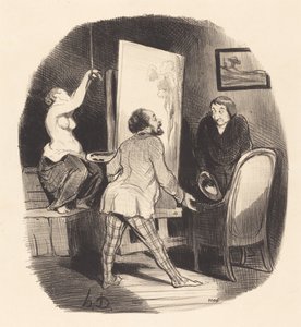 Een Moeilijke Positie door Honoré Daumier