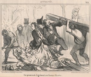 Een plezierwandeling op de Champs-Elysées door Honoré Daumier