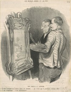 Een bezoek aan het atelier door Honoré Daumier