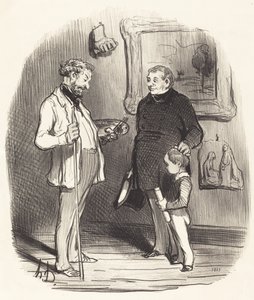 Daar is mijn kleintje... als hij niet genoeg middelen heeft... door Honoré Daumier