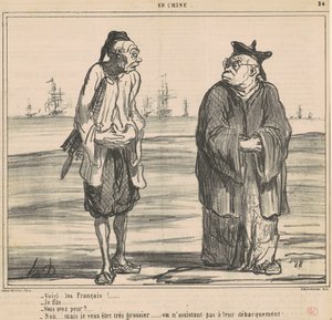Hier zijn de Fransen! ... ik vertrek... door Honoré Daumier