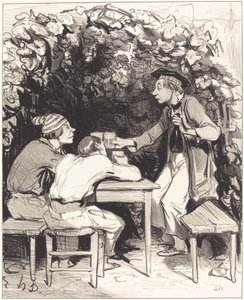 Zie je, mijn vriend... er zijn maar twee elementen... van geluk... door Honoré Daumier