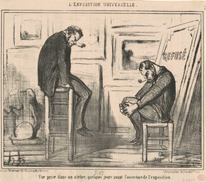 Gezicht genomen in een atelier door Honoré Daumier
