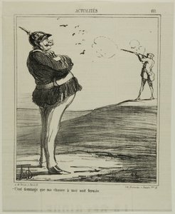 "-Wat een schande dat ik niet mag gaan jagen," bord 180 van Actualitiés door Honoré Victorin Daumier