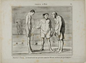 "- Baron, ik heb de eer u voor te stellen aan meneer Mérouel, een van onze grootste bankiers... - Baron, ik heb de eer u voor te stellen aan meneer Cascaret, een van onze grootste aandeelhouders," plaat 31 uit Croquis D