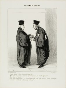 "Ik heb je echt een goede uitbrander gegeven... - En ik heb er geen doekjes om gewonden in mijn antwoord .... - We waren allebei uitstekend... - We waren superbe. Het is echt alleen in het Paleis van Justitie dat mensen weten hoe ze ruzie moeten maken en e door Honoré Victorin Daumier