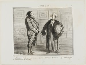 "- Monsieur, ik stop met uw dienst, ik ga naar huis... Ik wil hier niet zijn als de wereld vergaat," plaat 4 uit La Cométe De 1857 door Honoré Victorin Daumier