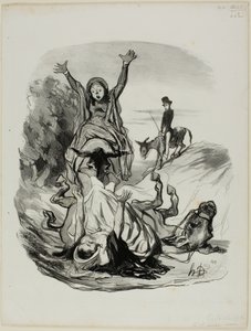 "- Oh mijn God, Mama, mama!........ In hemelsnaam..... mijn dochter, mijn dochter!!!," plaat 26 uit Pastorales door Honoré Victorin Daumier